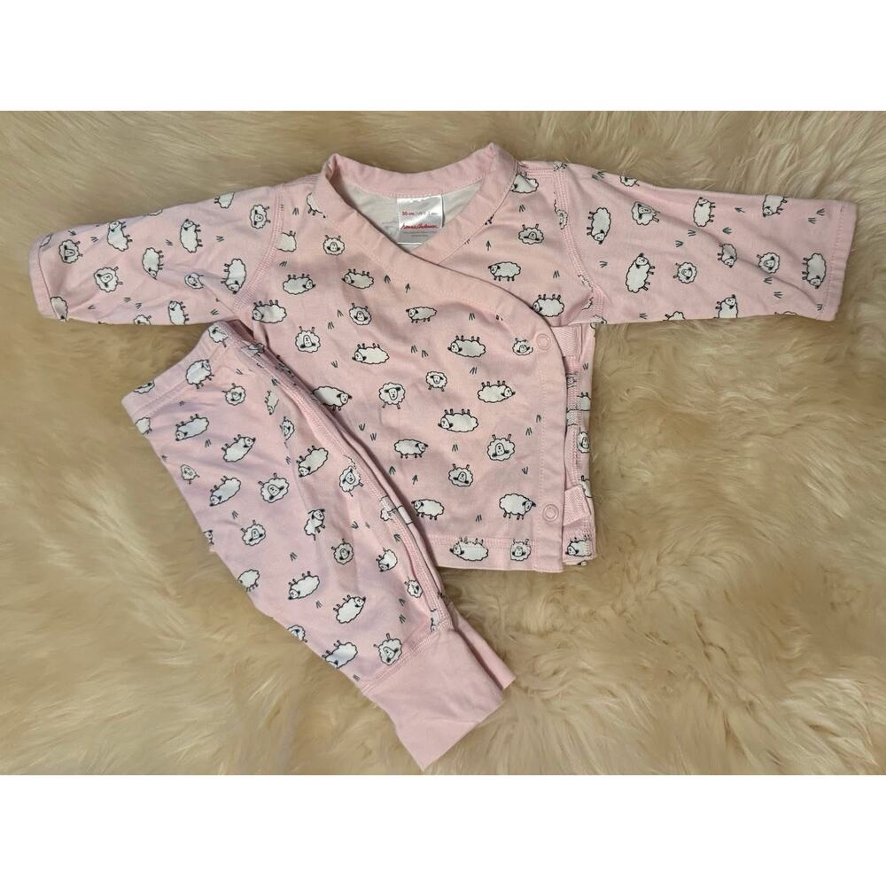 Hanna Andersson Newborn‎ Wiggle Set Organic Cotton Kimono Pink Sheep Size 0-3m